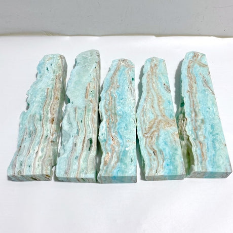 5 Pieces Large Blue Hemimorphite Four-Sided Tower Point Raw Side -Wholesale Crystals