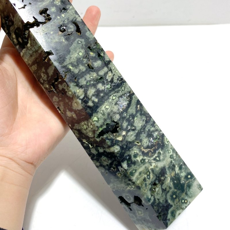 5 Pieces Large Green Sea Jasper Druzy Geode Points - Wholesale Crystals