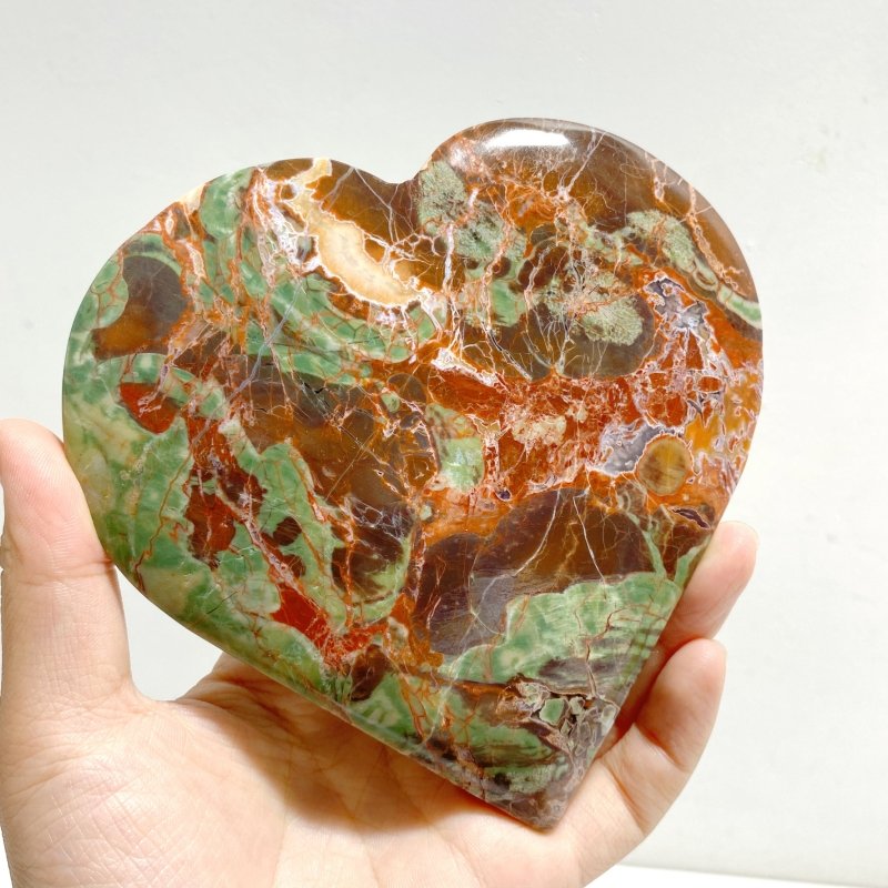5 Pieces Large Money Agate Heart With Stand -Wholesale Crystals
