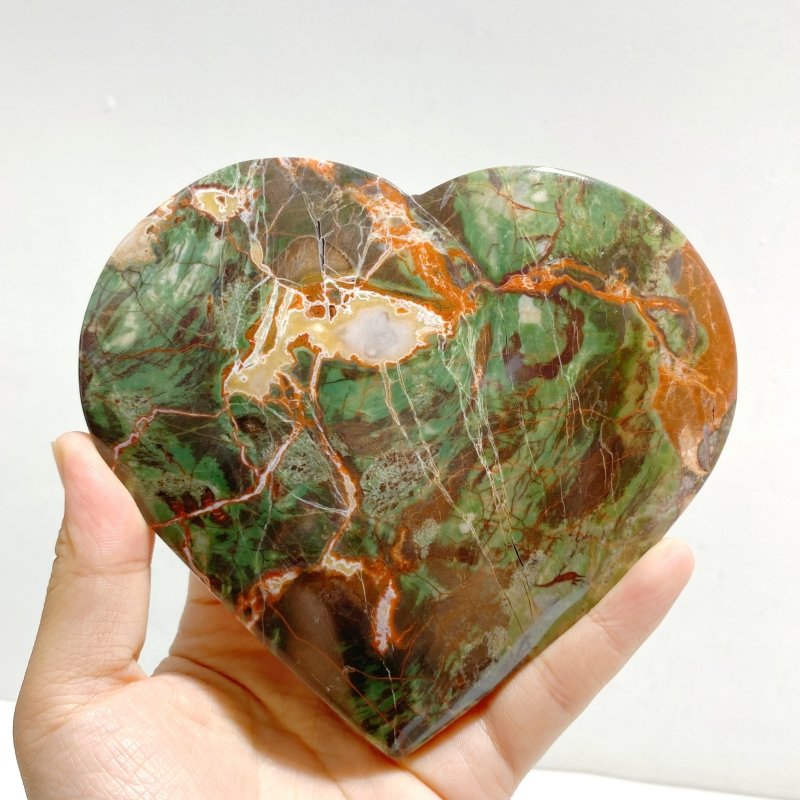 5 Pieces Large Money Agate Heart With Stand -Wholesale Crystals