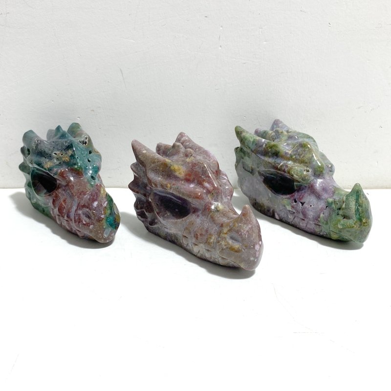 5 Pieces Ocean Jasper Dragon Head Carving - Wholesale Crystals