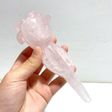 5 Pieces Rose Quartz Flower Carving With Stand - Wholesale Crystals