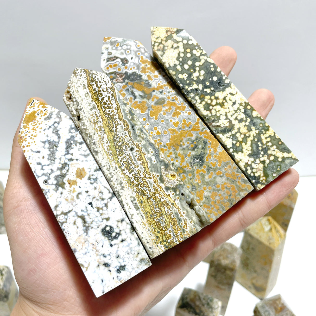 27 Pieces Beautiful Vein Ocean Jasper Four-sided Tower Points
