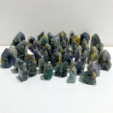 51 Pieces Fluorite Mixed Pyrite Raw Side Tower -Wholesale Crystals