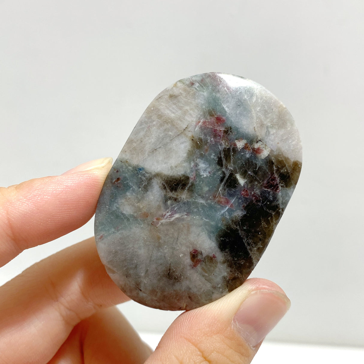 Pink & Blue Tourmaline Palm Stone Wholesale (Crack)