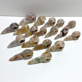 18 Pieces Sakura Flower Agate Crow Skull Carving