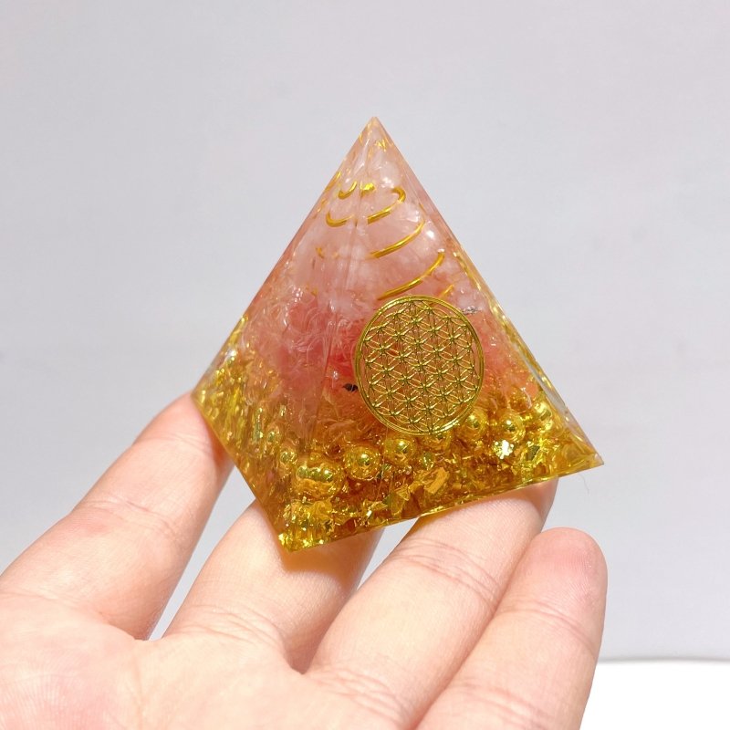 5CM Rose Quartz Smeting Quartz Orgone Pyramid Wholesale - Wholesale Crystals