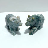 6 Pieces Beautiful Moss Agate Bear Carving - Wholesale Crystals