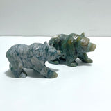 6 Pieces Beautiful Moss Agate Bear Carving - Wholesale Crystals