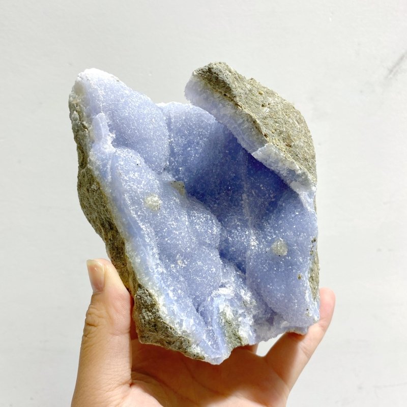 6 Pieces Geode Blue Chalcedony Druzy - Wholesale Crystals