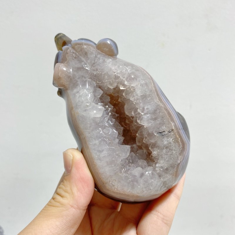 6 Pieces Geode Druzy Agate Bear Carving - Wholesale Crystals