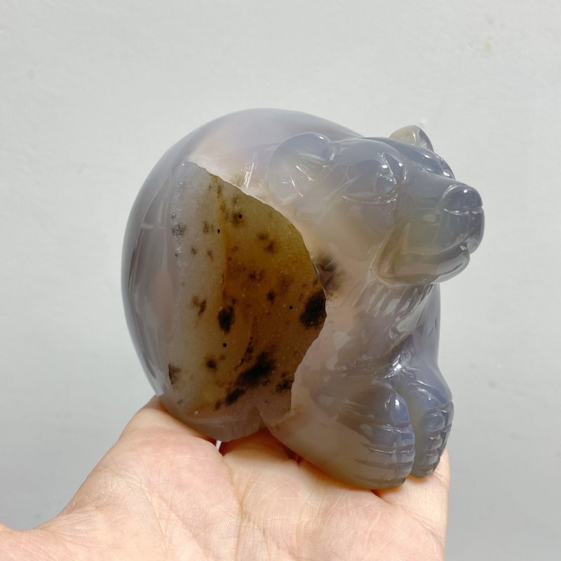 6 Pieces Geode Druzy Agate Bear Carving - Wholesale Crystals