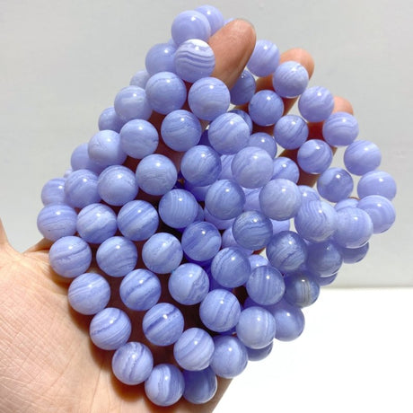 6 Pieces High Grade Blue Lace Agate Bracelet - Wholesale Crystals