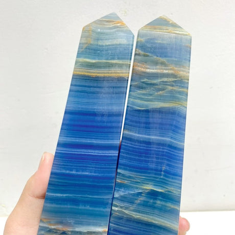 6 Pieces High Quality Blue Onyx Four-sided Tower Point -Wholesale Crystals