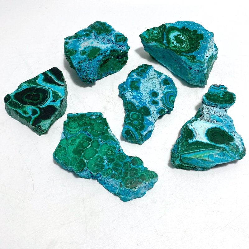 6 Pieces High Quality Small Chrysocolla Mixed Malachite Slab Specimen 5 - Wholesale Crystals