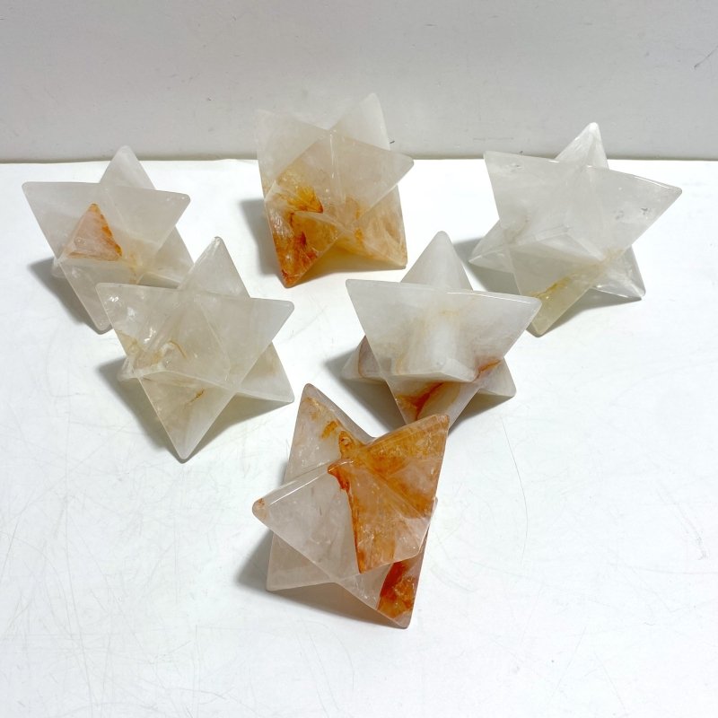 6 Pieces Large Fire Quartz Merkaba - Wholesale Crystals