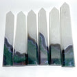 6 Pieces Large Green Moss Agate Points - Wholesale Crystals
