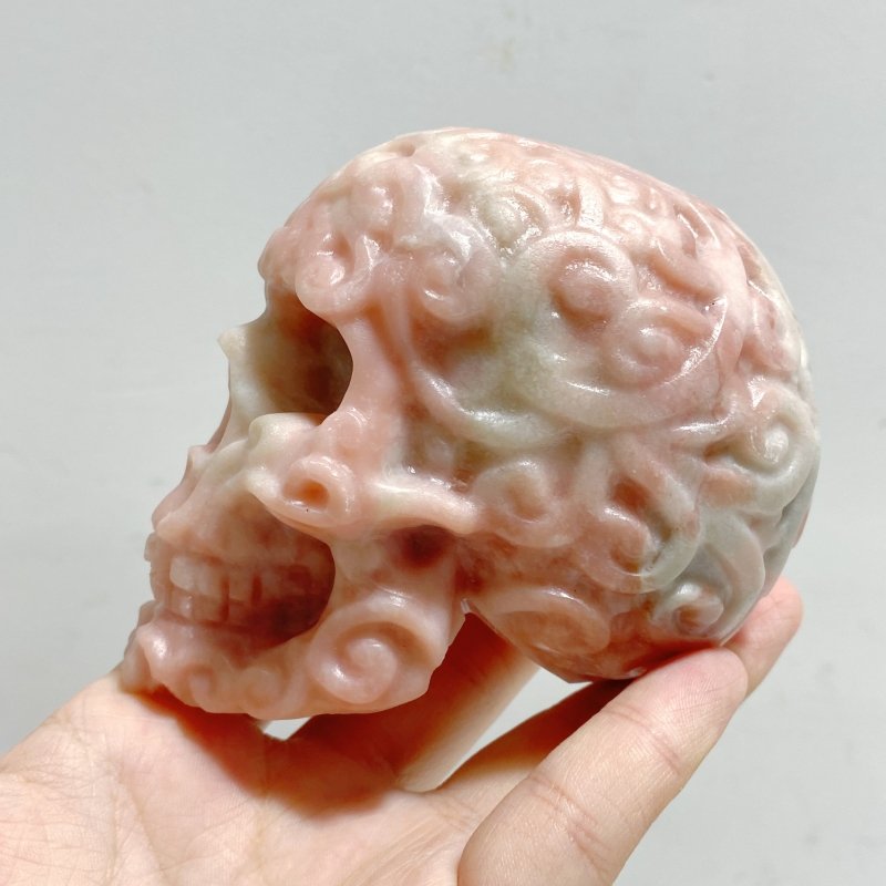 6 Pieces Pink Opal Skull Carving -Wholesale Crystals
