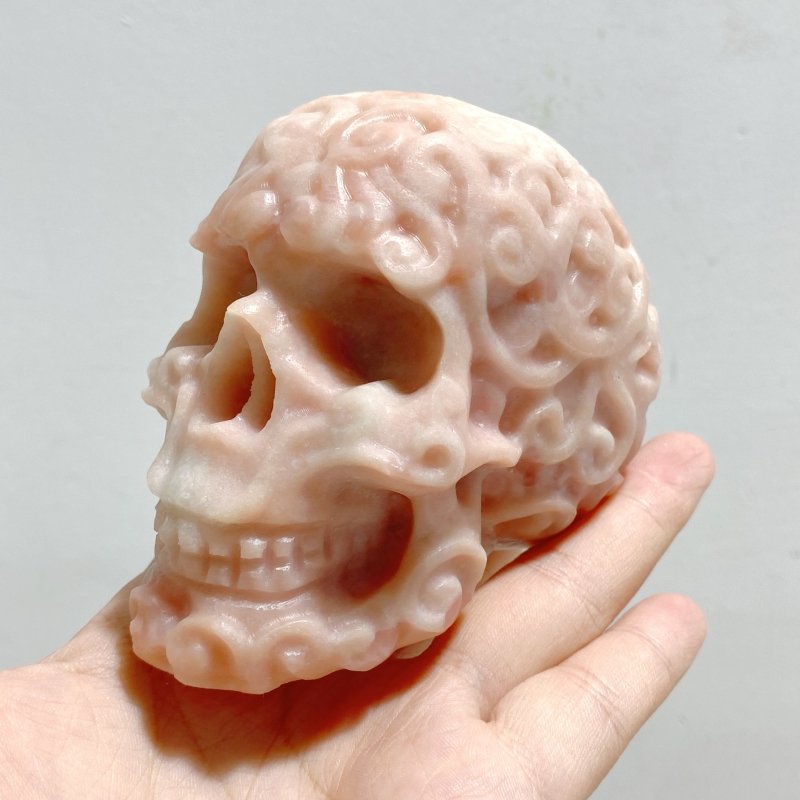 6 Pieces Pink Opal Skull Carving -Wholesale Crystals