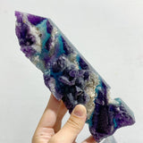 6 Pieces Rainbow Fluorite Raw Side Four-sided Tower Point -Wholesale Crystals