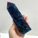 6 Pieces Rainbow Fluorite Raw Side Four-sided Tower Point -Wholesale Crystals