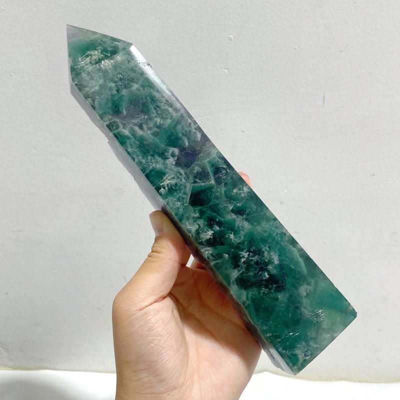 6 Pieces Rainbow Fluorite Raw Side Four-sided Tower Point -Wholesale Crystals