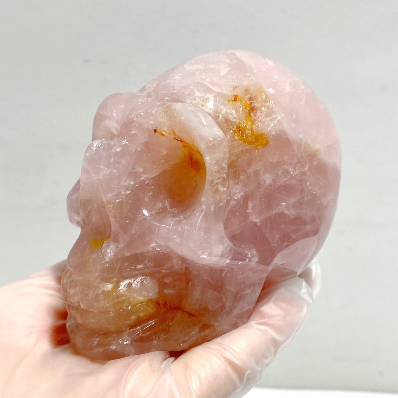 6 Pieces Rose Quartz Skull Carving - Wholesale Crystals