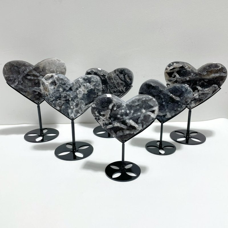 6 Pieces Sphalerite Heart With Stand - Wholesale Crystals