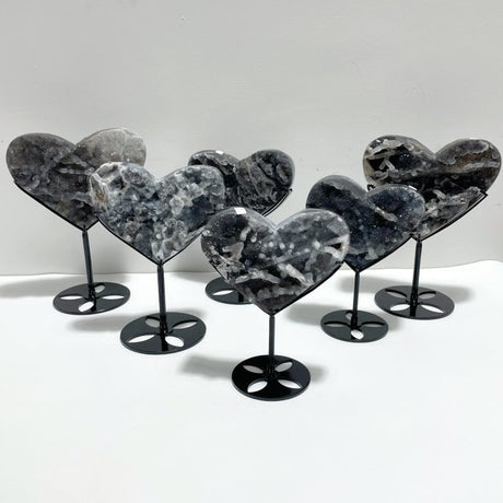 6 Pieces Sphalerite Heart With Stand - Wholesale Crystals