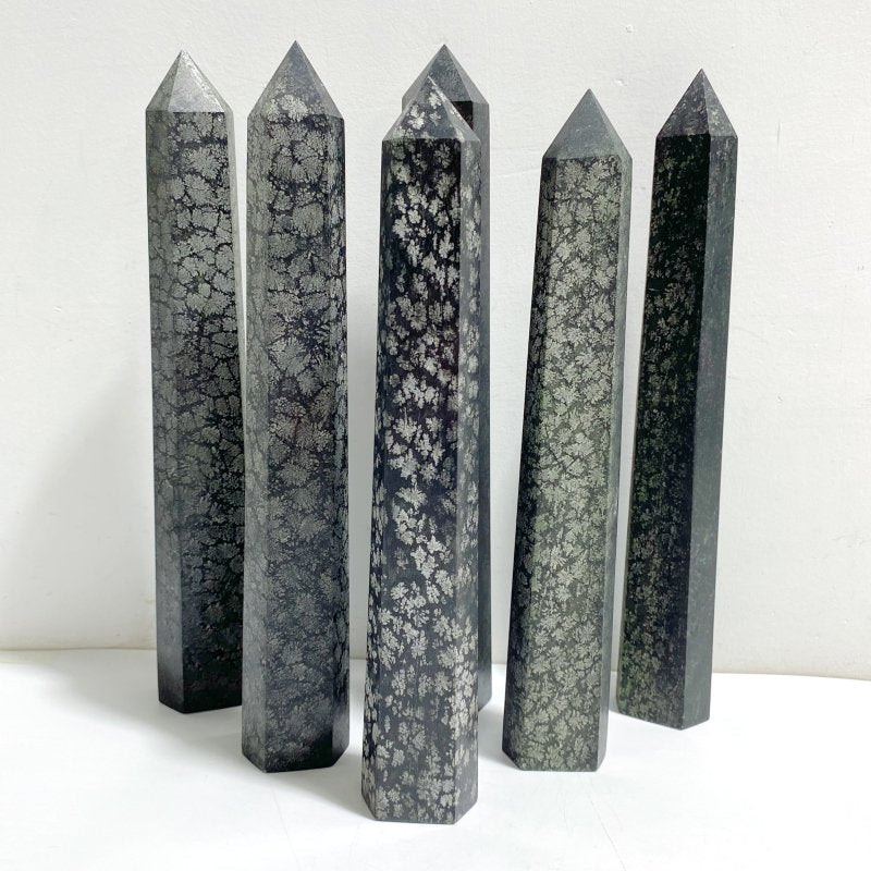 6 Pieces Tall Snowflake Stone Point -Wholesale Crystals