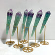 6 Pieces Watemelon Fluorite Magic Scepter Wand With Stand - Wholesale Crystals