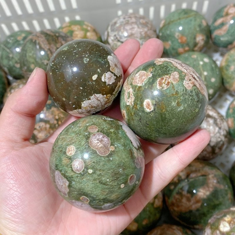 61 Pieces Rainforest Jasper Spheres (Sea Freight Only) -Wholesale Crystals