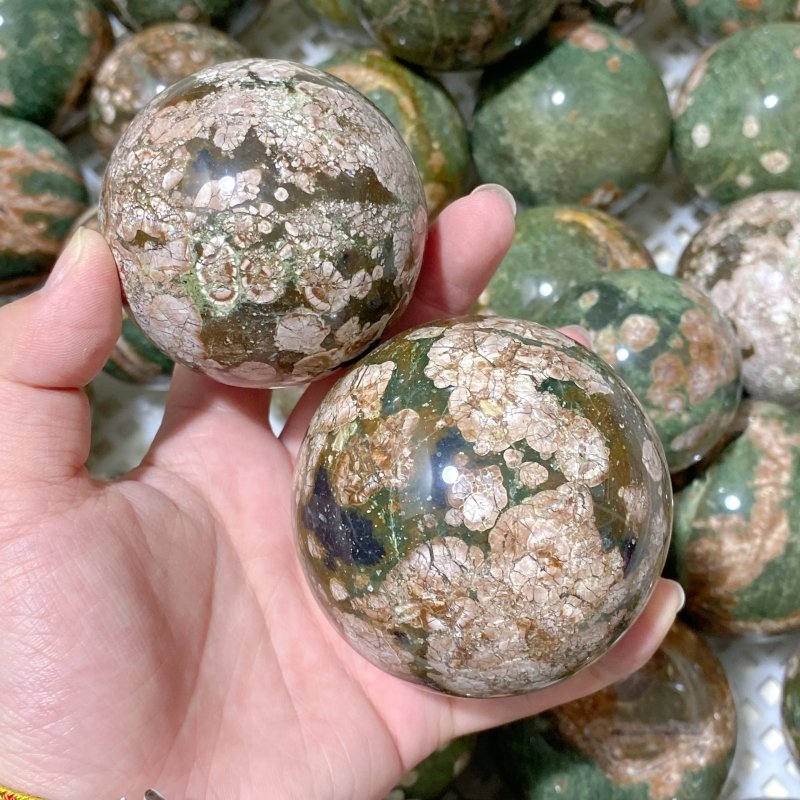 61 Pieces Rainforest Jasper Spheres (Sea Freight Only) -Wholesale Crystals
