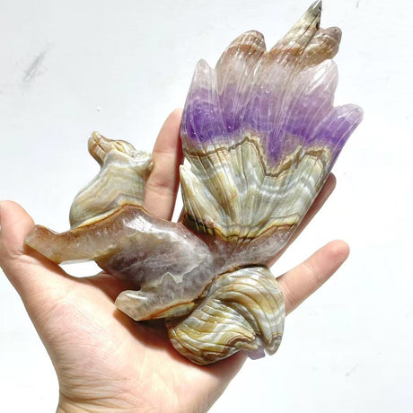 6 Pieces Amethyst Mixed Agate Nine-tailed Fox Carving