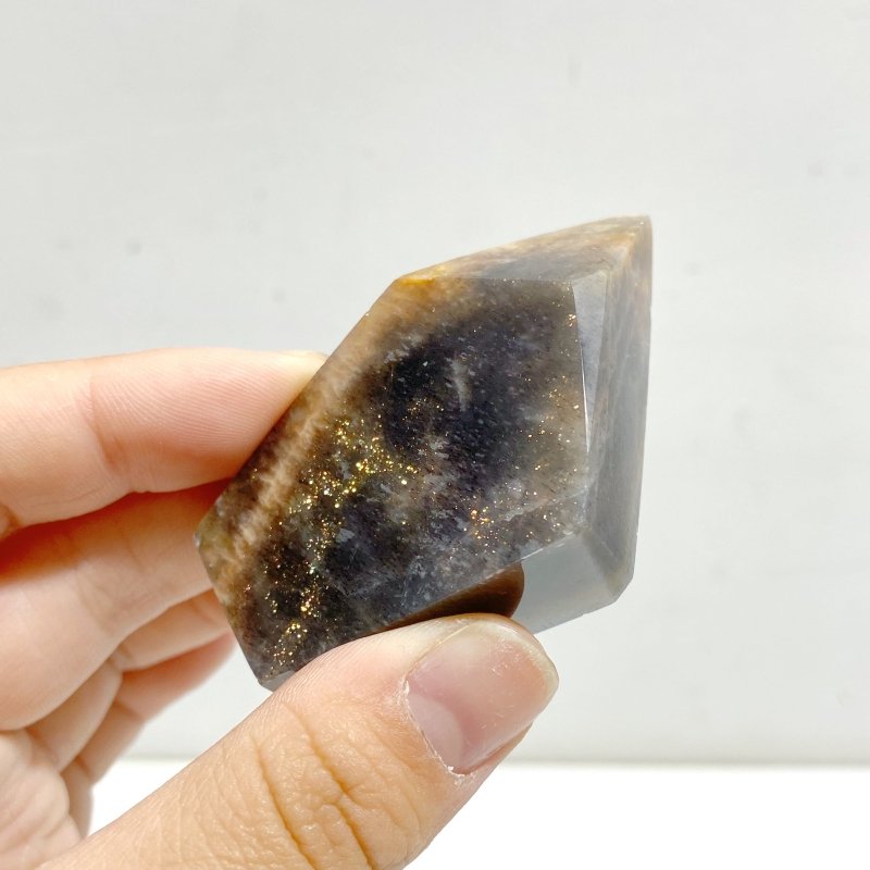 65 Pieces Black Rainbow Sun Stone With Hematite Free Form - Wholesale Crystals