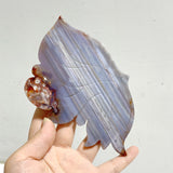 Beautiful Symmetric Agate Butterfly Wing Carving With Stand