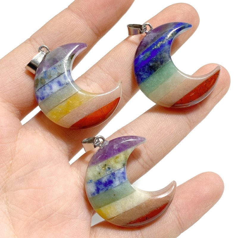 7 Chakra Moon Pendants Wholesale - Wholesale Crystals