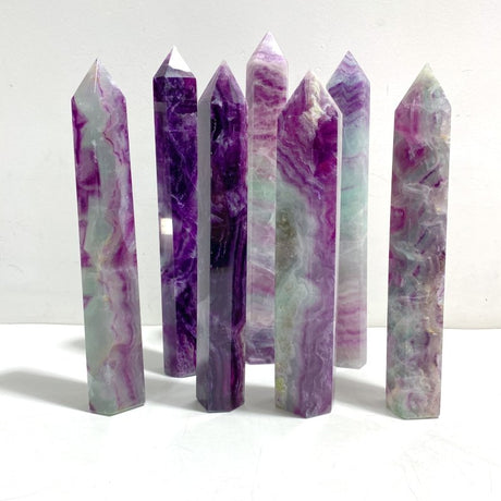 7 Pieces Beautiful Large Rainbow Purple Fluorite Crystal Tower - Wholesale Crystals