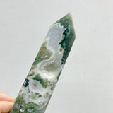 7 Pieces Large Green Moss Agate Points -Wholesale Crystals