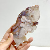 Unique Sakura Flower Agate Butterfly Wing Carving With Stand
