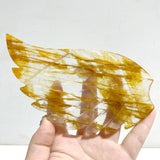 Golden Hematoid Quartz Heart Wing Carving With Stand Fire Quartz