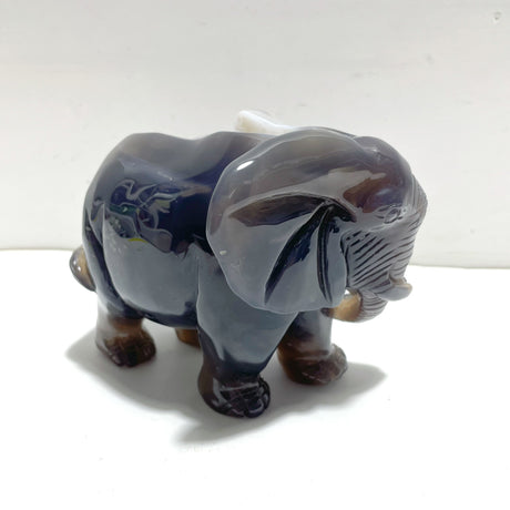 Unique Amethyst Mixed Geode Druzy Agate Elephant Animal Carving #A15