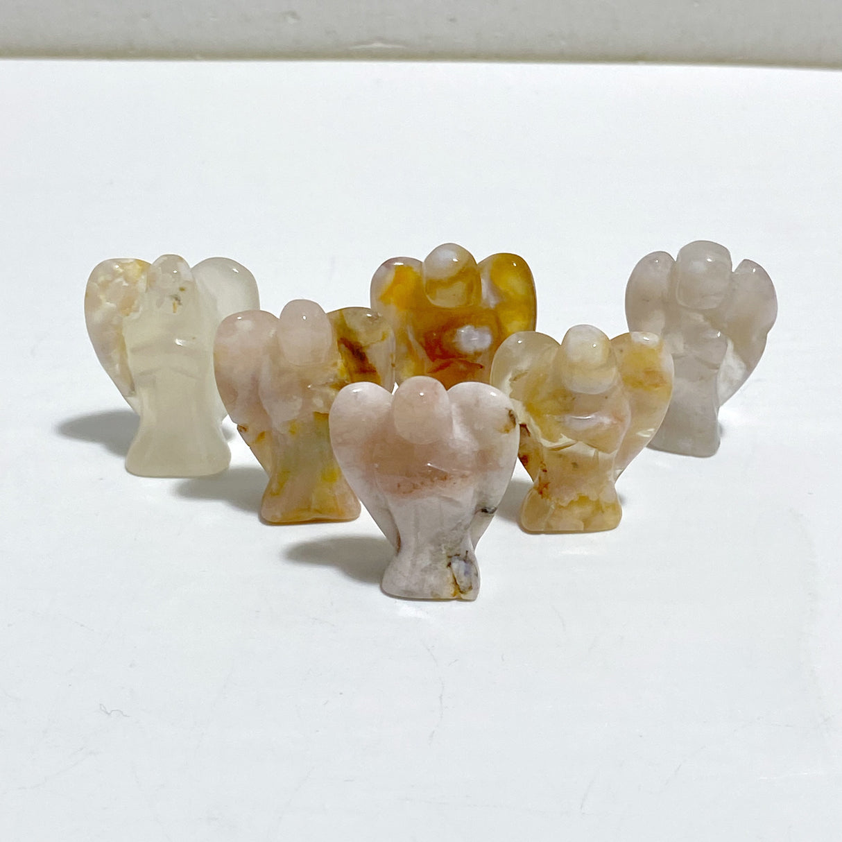 10 Types Mini Angel Carving Rose Quartz Moss Agate