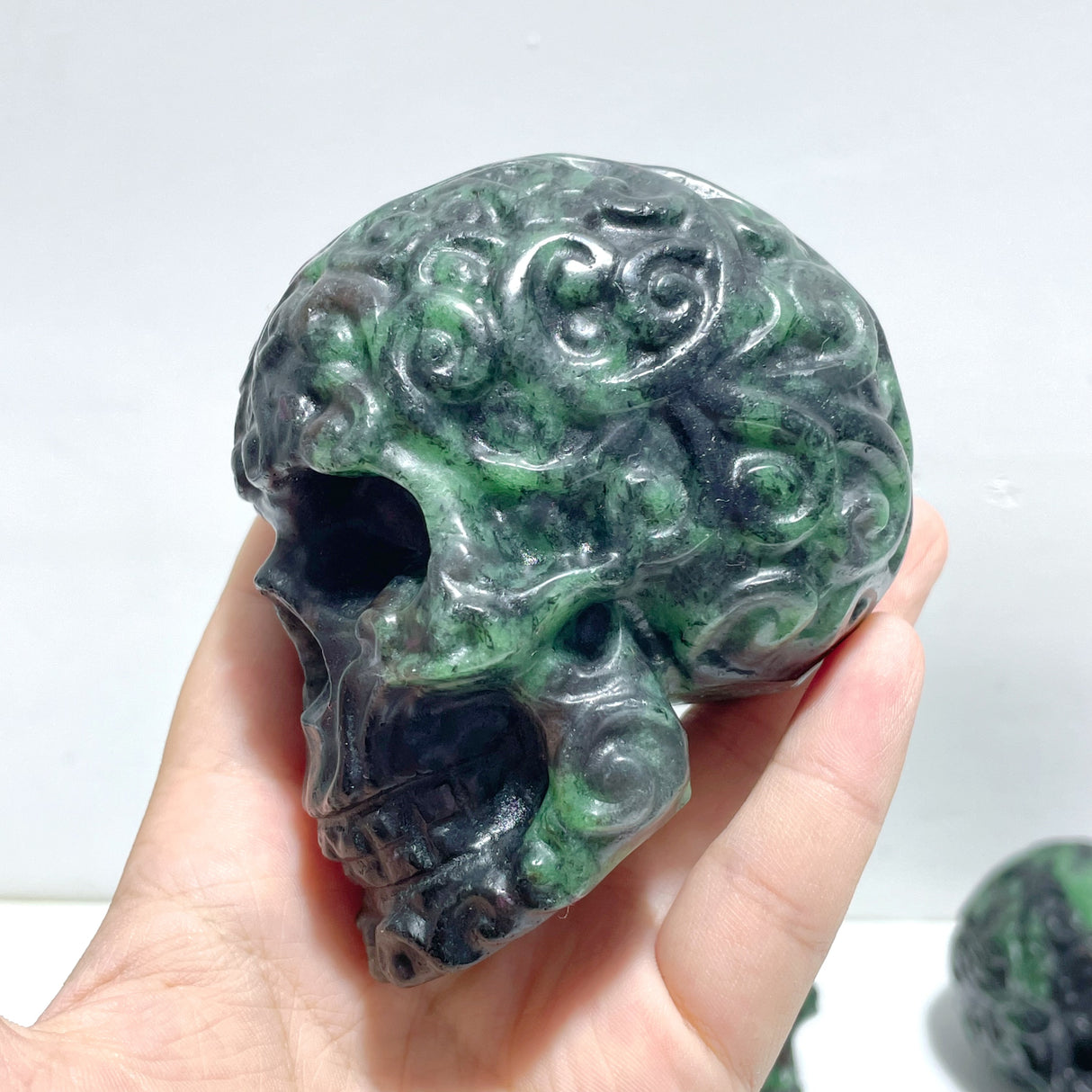 6 Pieces Ruby Zoisite Skull Carving