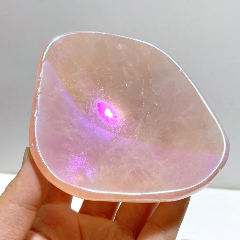 8 Pieces Aura Rose Quartz Bowl Carving - Wholesale Crystals