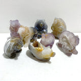 8 Pieces Geode Druzy Agate Bear Carving - Wholesale Crystals