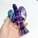 8 Pieces Rainbow Fluorite Angel Carving - Wholesale Crystals