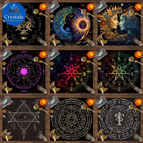 8 Vintage Rune Pentagram Tarot Tablecloth - Wholesale Crystals