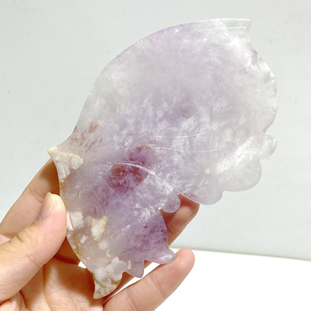 Beautiful Amethyst Mixed Sakura Agate Butterfly Wing Carving With Stand