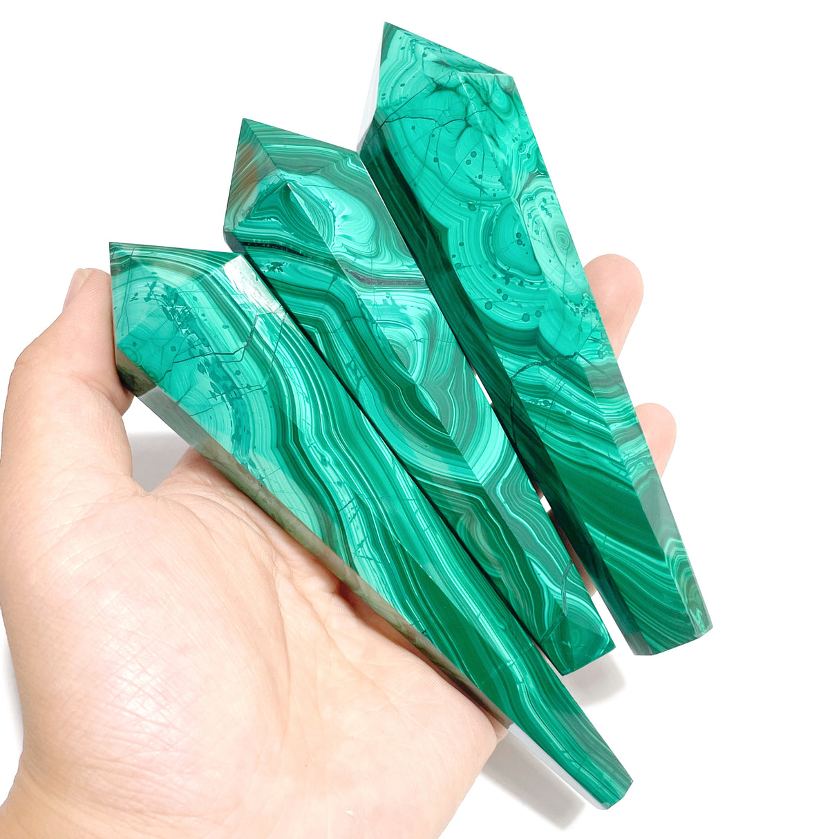 8 Pieces Malachite Magic Scepter Wand Points With Stand